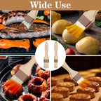 2 Pcs Natural Bristle Pastry Brush, Beech Wooden Handle Basting and BBQ Brushes for Cooking, Butter, Oil, Marinade, Grilling & Baking, Kitchen Food Brush (1 inch & 1.5 inch)