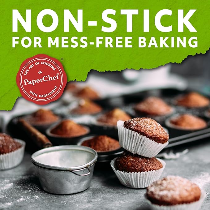 PaperChef – Large Parchment Baking Cups – Easy Release, Non-Stick, Unbleached & Compostable – Perfect for Muffins & Cupcakes – 60 Count - 2 Pack