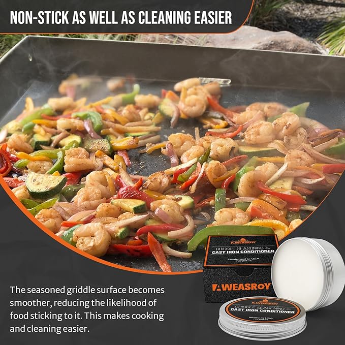 AWEASROY Griddle Seasoning for Blackstone and Cast Iron and Carbon Steel Seasoning, Maintain a Cleaner Non-Stick Skillet, 7 Ounce(2 Packs)