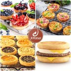 JOERSH 2-PK Silicone Egg Mold for Breakfast Sandwiches 4 Inch Round Muffin Top/Egg Pan, Oven Baking Silicone Molds for Hamburger Buns, English Muffins, Pancakes, Eggs Patty Bites