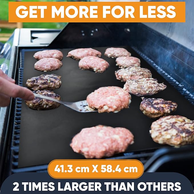 Linda's Essentials Extra Large Grill Mats for Outdoor Grill Mat (3 Pack) - Reusable Heat-Resistant Grilling Mats for Outdoor Grill, Non Stick Grill Matt, Easy Clean BBQ Mats for Outdoor Grills