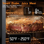 Large Vertical Electric Smoker Grill – 633 sq in | 4-Rack BBQ Smoker with Built-in Meat Probe, Wood Chip Loader &Weather-Resistant Cover – Perfect for Steak, Fish, Ribs (Black)
