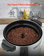VEVOR Commercial Coffee Urn, 40 Cup 6 L Hot Beverage Dispenser with Dripless Faucet, Quick-Brewing Commercial Coffee Maker, with Stainless Steel Liner, for Catering, Business, Church & Restaurant
