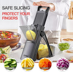 Safe Mandoline Food Slicer for Kitchen, Adjustable Vegetable Chopper Food Slicer with Peeler Thickness Adjuster, Potato French Fry Cutter, Kitchen Chopping Artifact (Black)