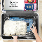 SUOCO Travel Vacuum Seal Bags for Clothing with Rechargeable Electric Pump, 15 Pack Compression Packing Bags for Luggage Suitcase Backpack, Carry-on Size Space Saver Storage
