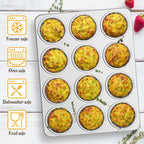 E-far Stainless Steel Muffin Pan Set of 5, 12 Cups Cupcake Pans Tins for Baking, Non-Toxic Metal Muffin Tray Molds for Small Mini Cupcake, Heavy Duty & Regular Size, Rust Free & Dishwasher Safe