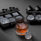 Bangp Large Ice Cube Tray for Whiskey,Perfect Etched Big Ice Cubes, Silicone Ice Cube Mold for Cocktails,Whiskey (Etched Square)