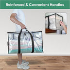 BALEINE 2-Pack Oversized Moving Bags with Reinforced Handles, Heavy-Duty Storage Tote for Clothes, Moving Supplies (Clear, 2-Pack)