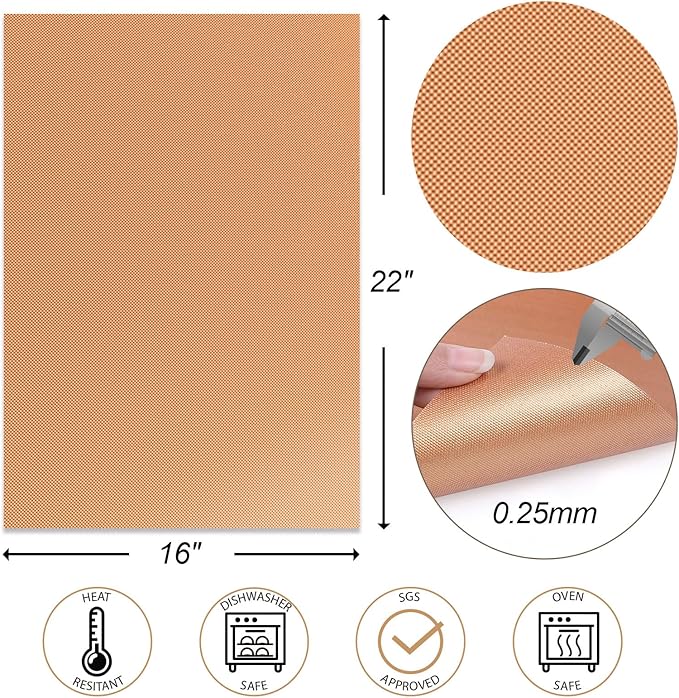 UBeesize 2 Pack Nonstick Copper Grilling Mats for 22 Inch Blackstone Griddle, Resuable Cooking Mats for Grilling, BPA and PFOA Free Heavy Duty BBQ Grill Mats, Griddle Accessories Kit -22 x 16 Inch