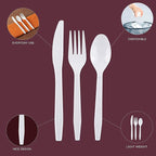 Party Bargains White Plastic Cutlery 2160 pcs: 1080 Forks, 720 Spoons, 360 Knives. Argyle Design, Heavy Duty & Solid Disposable Silverware Utensils Combo Pack Set for Weddings, Buffets, Luncheons