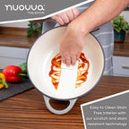 Cast Iron Dutch Oven with Lid – Non-Stick Ovenproof Enamelled Casserole Pot – Sturdy Dutch Oven Cookware – Grey, 7.3-Quart, 30cm – by Nuovva