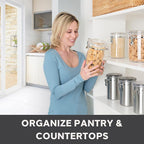 Oggi 4pc Clear Canister Set with Clamp Lids Airtight Containers in Sizes Ideal for Kitchen & Pantry Storage of Bulk, Dry Foods Including Flour, Sugar, Coffee, Rice, Tea, Spices & Herbs