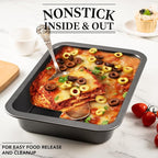 Cake Pan, Nonstick Baking Pan for Cake, Bread, Brownie or Lasagna, Heavy Duty Baking Dish with Diamond Texture Pattern and Wide Grips, Set of 2