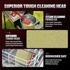 Steam Grill Brush Bristle Free, Safe Cleaning BBQ Grill Brush with Scraper, Replaceable & Dishwasher-Safe Scrub Head, Grill Cleaner Tool with Durable Ergonomic Handle, Red