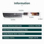 FINDKING 7 Inch Nakiri Vegetable Knife, Japanese Usuba Chef's Knife, Perfect for Home Cooking (BLACK-ROSE Series)
