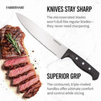 Farberware 22-Piece Never Needs Sharpening Triple Rivet High-Carbon Stainless Steel Knife Block and Kitchen Tool Set, Black, Durable ANDPrecision Cutlery
