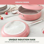 GreenPan Nova 10” Frying Pan Skillet and 4.37QT Sauté Pan with Lid, Oprah’s Favorite Things 2024, PFAS-Free Ceramic Nonstick, Induction Suitable, Sear, Fry, Broil, Dishwasher & Oven Safe, Coral
