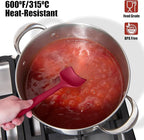 Doosu Silicone Scraper Spoon Spatulas, 600°F Heat Resistant BPA Free Rubber Flat Spatula, Kitchen Mixing Stirring Cooking Spoonula, Non-Stick Dishwasher Safe Baking Supplies (2 Pcs, Aqua+Red)