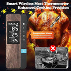 Wireless Meat Thermometer-Multi Sensors Digital Food Thermometer with Ultra-Thin Probe, Accuracy Smart Bluetooth Meat Thermometer for Steak, BBQ, Oven, Grill, Smoker,Recipes in App & Host