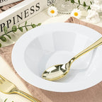 BESTVIP 100 Pack White Plastic Bowls, 12 oz Disposable Soup Bowls, Heavy-duty Dessert Salad Bowl for Christmas, Thanksgiving, Party, Wedding, Dinner, Catering
