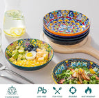 vancasso 32 Oz Pasta Bowls Sets of 6, Ceramic Large Colorful Salad Serving Bowls for Kitchen, Dishwasher & Microwave Safe, Soup Pasta Plates