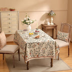 ISAENNE Designer Floral Small Square Tablecloth,French Linen Light Beige Indoor Table Cloth,Fall Wrinkle Resistant Decor Tablecloths for Dining Thanksgiving Kitchen Party,55"*55"-Flora A