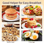 JOERSH 2-PK Air Fryer Egg Mold, 4 Inches Round Egg Bites Silicone Molds, Air Fryer Baking Pan Non-Stick for Breakfast Sandwiches, Hamburger Buns, Pancake, Jumbo Muffin Tops