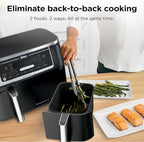 Ninja DZ550 Foodi 10 Quart 6-in-1 DualZone Smart XL Air Fryer with 2 Independent Baskets, Smart Cook Thermometer for Perfect Doneness, Match Cook & Smart Finish to Roast, Dehydrate & More, Grey