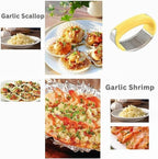 Angel's Peel Lounge Stainless Steel Garlic Press Rocker Set with Silicone Garlic Peeler & Cleaning Brush – Garlic Chopper, Mincer, Grater, Crusher – Easy for Crushed Cloves – Rust-Resistant, Yellow