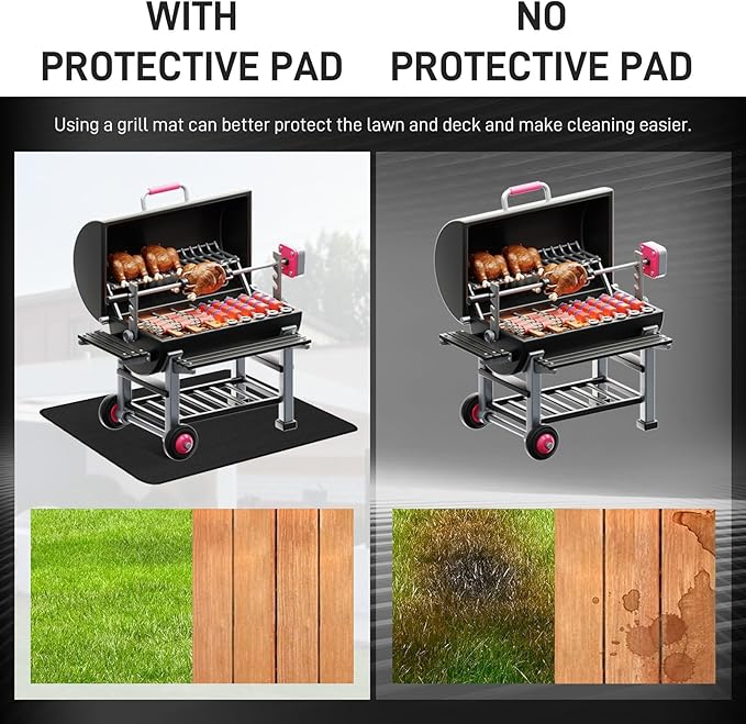 MODIGT 48 ×30 inch Under Grill mat, Double-Side Fireproof & Heat-Resistant Outdoor Grill Mat, Protective Mat for Patio, Courtyard, Tabletop, Outerdoor BBQ Fire Pit Fireplace Mat