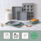 Country Kitchen Nonstick Stackable Bakeware Set - Durable, Easy Release Baking Set, Sage, 6 Pcs