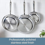 All-Clad D3 Stainless Steel Cookware Set - 10-Piece Pots and Pans Set, Induction, Oven Broiler Safe 600F - Includes Frying Pans, Saucepan, Sauté-Pan, Stockpot, Professional Cookware - Stainless Steel
