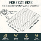 Cooling Racks for Cooking and Baking - 8.5"x12" Oven Safe Premium Stainless Steel Heavy Duty Baking Rack Tight-Wire, Fits Quarter Sheet Pan for Roasting & Grilling & Cooking - 1 Pack