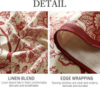 ISAENNE Designer French Linen Table Cloth for Rectangle Table,Red Floral Washable Indoor Tablecloth,Durable Home Decor Tablecloths for Dining Thanksgiving Kitchen Party Christmas,55"*79"-Ruyi A