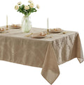 Newbridge Barcelona Luxury Damask Fabric Tablecloth, 70” Extra Wide x 90” Rectangle, Golden Beige, 100% Polyester, No Iron, Soil Resistant Dining Room, Party and Banquet Table Cover