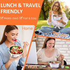 KTKUDY 3 Pack Stainless Steel Salad Bowls with Lids & Dressing Cups - 50 oz Leakproof Salad Containers for Meal Prep & Lunch To Go, Dishwasher Safe