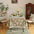 ISAENNE Designer Green Linen Square Table Cloth,Floral French Country Indoor Tablecloth,Stain Resistant Home Decor Tablecloths for Dining Kitchen Thanksgiving Christmas Party,67"*67"-Brune