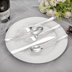 Liacere 100 Pack Silver Plastic Silverware-Pre Wrapped cutlery and Napkin-Pre Rolled Silverware Disposable 100 Forks, 100 Knives 100 Spoons, 100 Napkins Plastic Utensils＆Father's Day＆Independence Day