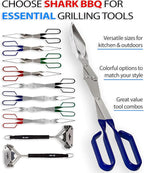 Shark BBQ Grill Tongs - 2-Pack, Great Value - 17" & 13" Professional Kitchen and Outdoor Grilling Utensil Set (Blue)