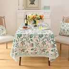 patdrea Designer Green Rectangle Table Cloth,Vintage Italian Floral Country Linen Breathable Tablecloth,Decor Cover for Kitchen Dining,Christmas,Tea Party,Thanksgiving,63"x87"-Tree Life