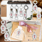 Misdary 12 Pcs Divine Child Jesus Bottle Opener Keychain Catholic Bottle Opener with Organza Baptism Party Favor for Guest
