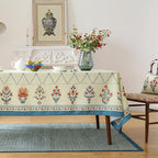 ISAENNE Designer Linen Floral Extra Long Rectangle Tablecloth,Light Green Farmhouse Durable Table Cloth,Washable Decor Tablecloths for Dining Kitchen Thanksgiving Christmas,67"*118"-Floralsea B