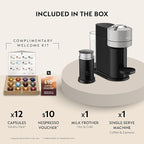 Nespresso Vertuo Next Coffee and Espresso Maker by Breville, with Aeroccino Milk Frother, Light Grey