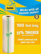 OutOfAir 11" x 100' Vacuum Sealer Bags Rolls & Dispenser Cutter Box - BPA Free, 4 mil thick - Great for Sous Vide - Works with Food Saver Machines