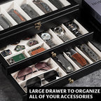 Knife Display Case, 3-Layer Pocket Knife Case Display & Storage Knives, Solid Wood Knife Case for Collections, Gift for Boyfriend Fathers Day Birthday Gifts(Black)
