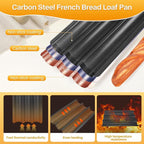French Baguette Bread Pan, 3 Loaf Bread Pan Nonstick, Perforated Baguette Tray, Oven Safe, Health Homemade Bread Baking Supplies with Couche, 15x11 Inch, Round Corner and Heat Evenly, Black