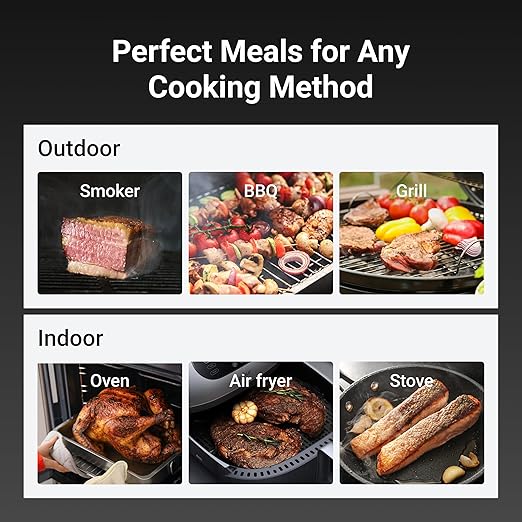 ThermoMaven Wireless Bluetooth Smart Meat Thermometer: Standalone Base, Smart WiFi Thermometer with Sub-1G, 6 Sensors NIST Certified Accuracy, 2 Probes, for BBQ, Grill, Oven, Smoker, Rotisserie