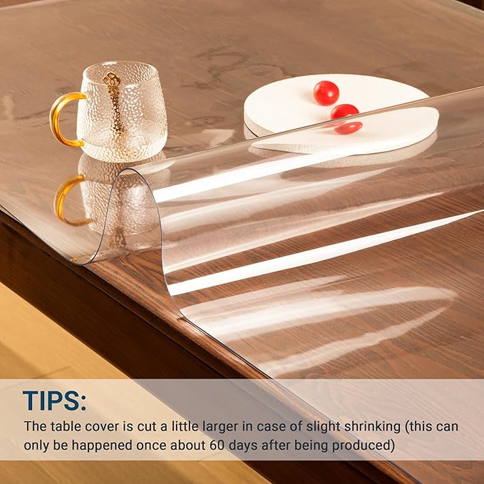 Clear Table Cover Protector Rectangle 16x32 Inch, 1.5mm Transparent Plastic Table Protector Waterproof, Anti-Scratch Clear Desk Mat for Office Desktop Dresser Dining Table, FDA Compliant