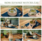 Matcha Whisk Set, Matcha Bowl with Spout, 8PCS Matcha kit, Matcha Whisk and Bowl, Matcha Chasen, Bamboo Scoop, Scoop Rest, Sifter and Tea Towel, Gifts and Ceremony Set for Macha Lovers.(Gradient)