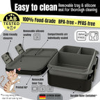 BEARFOOT Kids Lunch Box with Compartments – Compact & Lightweight | Leak-Proof, BPA-Free, Dishwasher & Microwave Safe | Hand-Drawn Design for Preschool, School, Travel (Sticker Black, 2.75 Cups)
